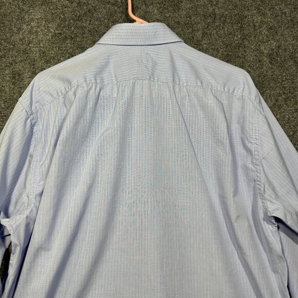 Hickey Freeman Shirt Mens 16.5  Button Up Blue Stripe Cotton Pocket - Picture 8 of 8
